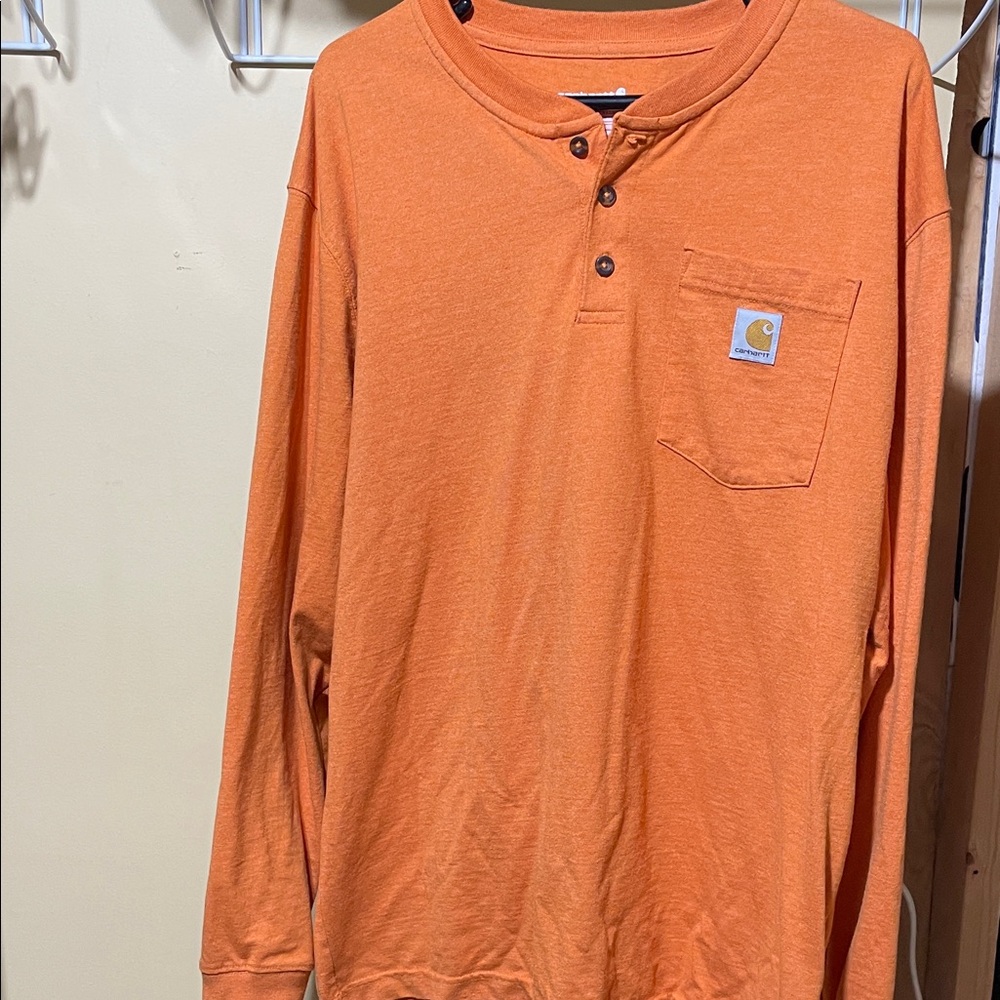 Carhartt Men's Long Sleeve Orange Henley